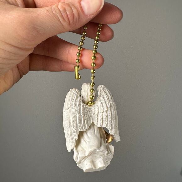 NWT Vintage White & Gold Trumpeting Angel Fan Pull - Picture 4 of 8